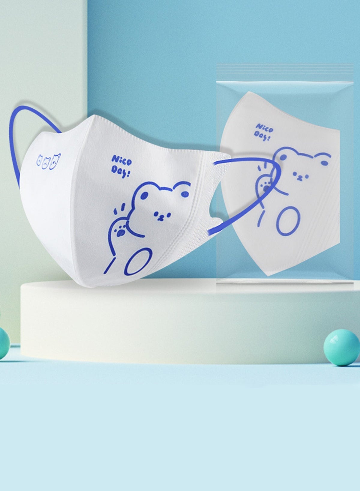 20 Pcs 3D Disposable Face Mask for kids,3 Layer Protective White Face Mask with