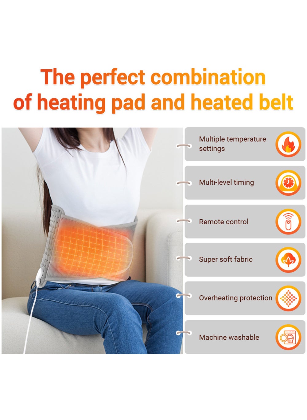 Electric Waist Heating Belt With LCD Controller Heating Pad Electric For Period Pain Relief Back Pain And Cramps Relief - Image 6