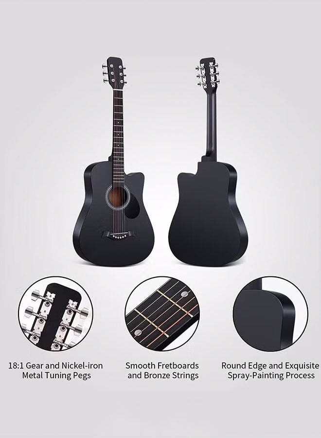 38-Inch Guitar With Accessories Set for Kids and Adults with Guitar Bag Tuner Brass strings Capo String Pick and Clean Cloth for Gift - Image 5