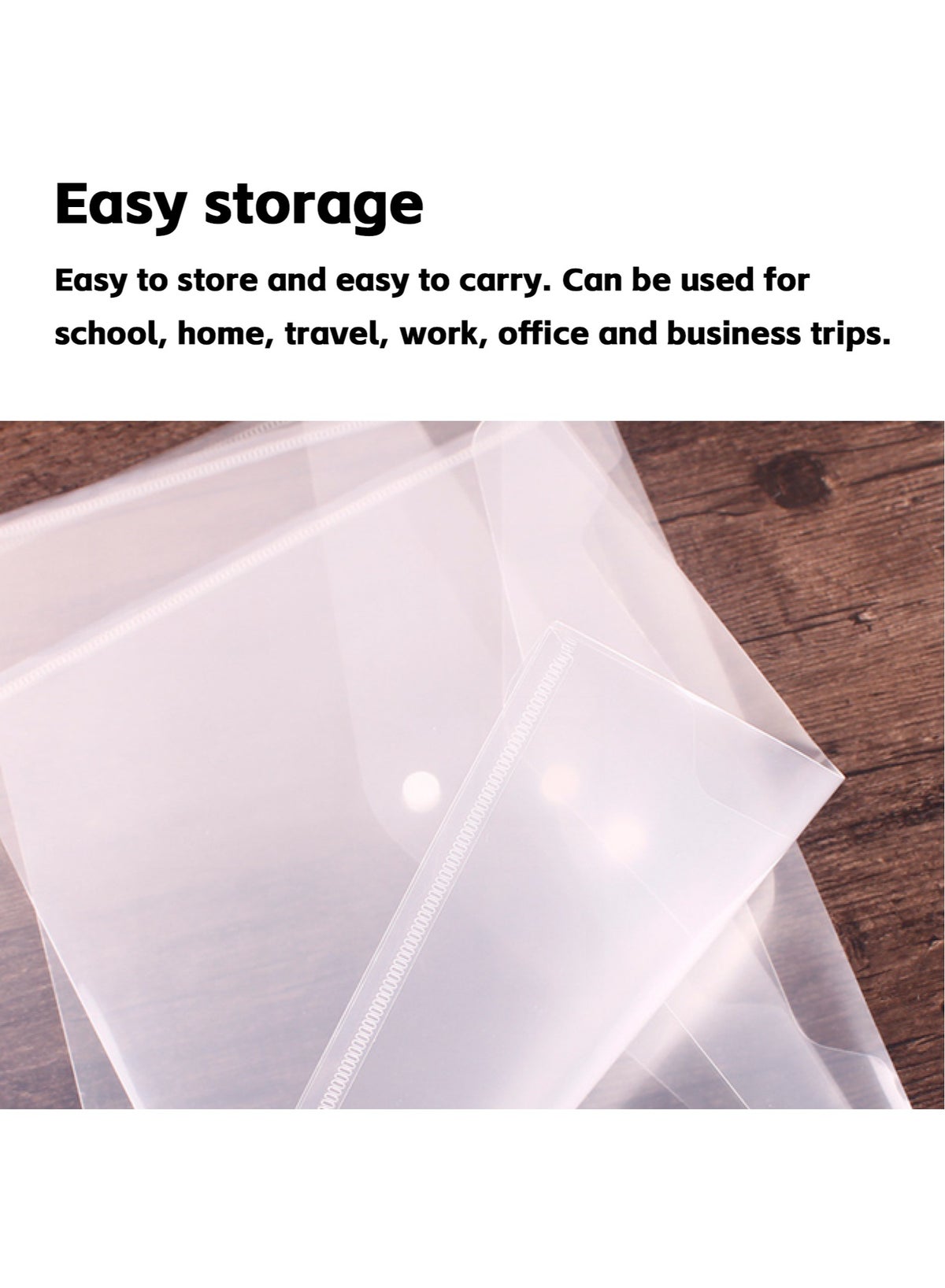 30 Pieces A4 Document Bags with Snap Button Closure, Clear Plastic Poly Envelope