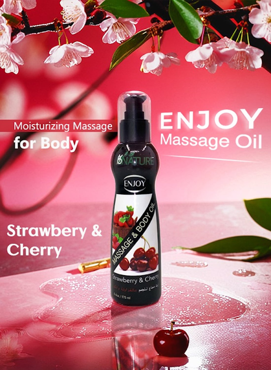 Strawberry And Cherry Massage Oil 175Ml – Sensual Aromatherapy Blend For Smooth Skin And Relaxation - Image 2