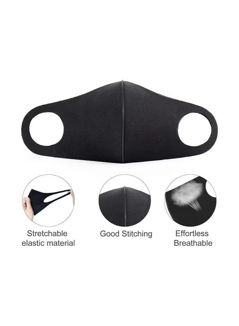 5 Pcs Washable and Reusable Space Cotton Dust Black Face Mask for Adults Fashion
