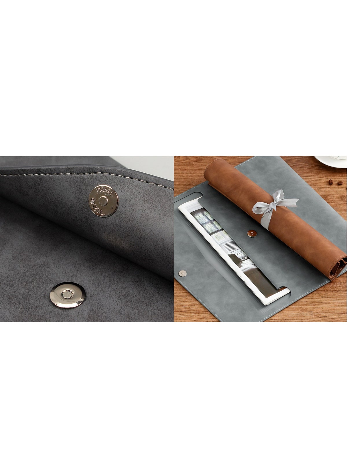 2PCS Leather A4 File Folder, Waterproof PU Wallets Document Holder with Snap Pop