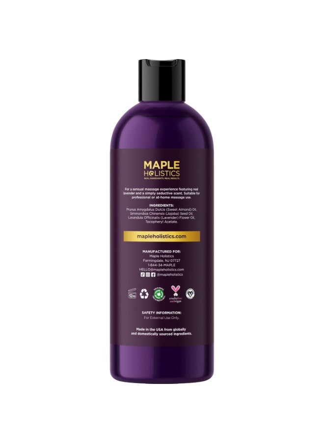 Aromatherapy Sensual Massage Oil for Couples - Relaxing Full Body Massage Oil for Date Night with Sweet Almond Oil - Vegan Lavender Massage Oil for Massage Therapy Smooth Gliding Formula (8 Fl Oz) - Image 2