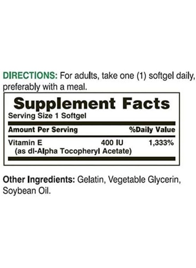 Vitamin E - 400 Iu - 100 Softgels - Image 2