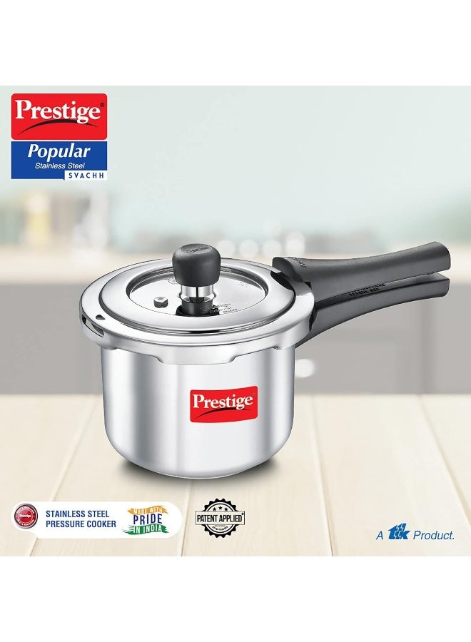 1.5Liters Prestige Svachh Popular Spillage Control Stainless Steel Outer Lid Pressure Cooker,1.5 Liter(Silver) silver - Image 2