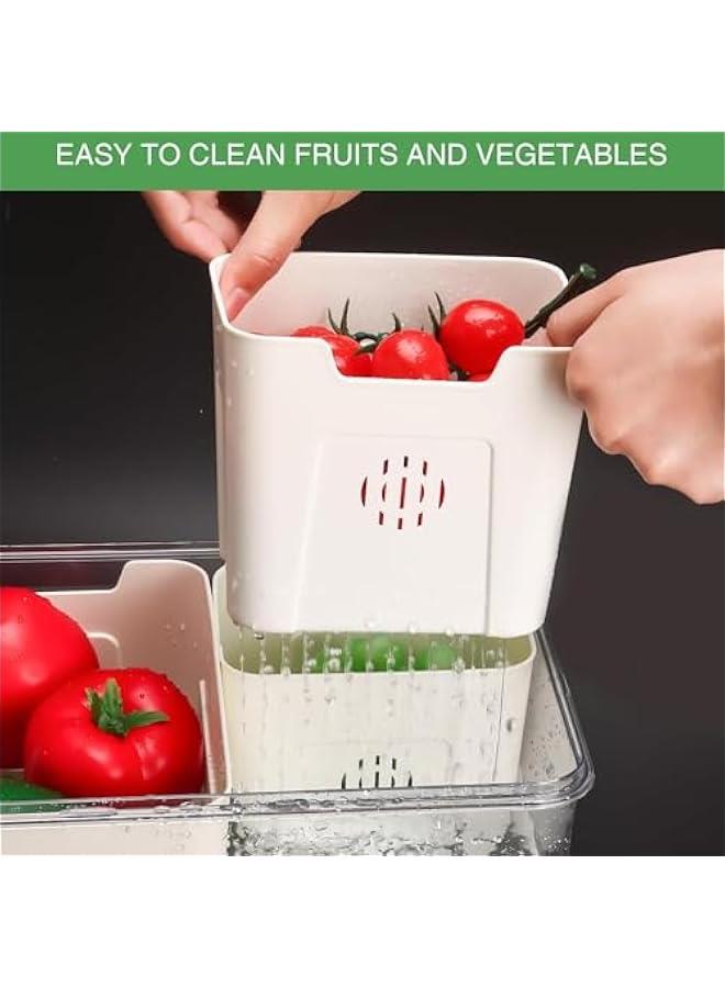 Fridge Organizers and Storage, Medium 3-in-1 Draining Crisper with Strainer for Fruits Vegetables Airtight Vent & Drain Organizer - Image 4