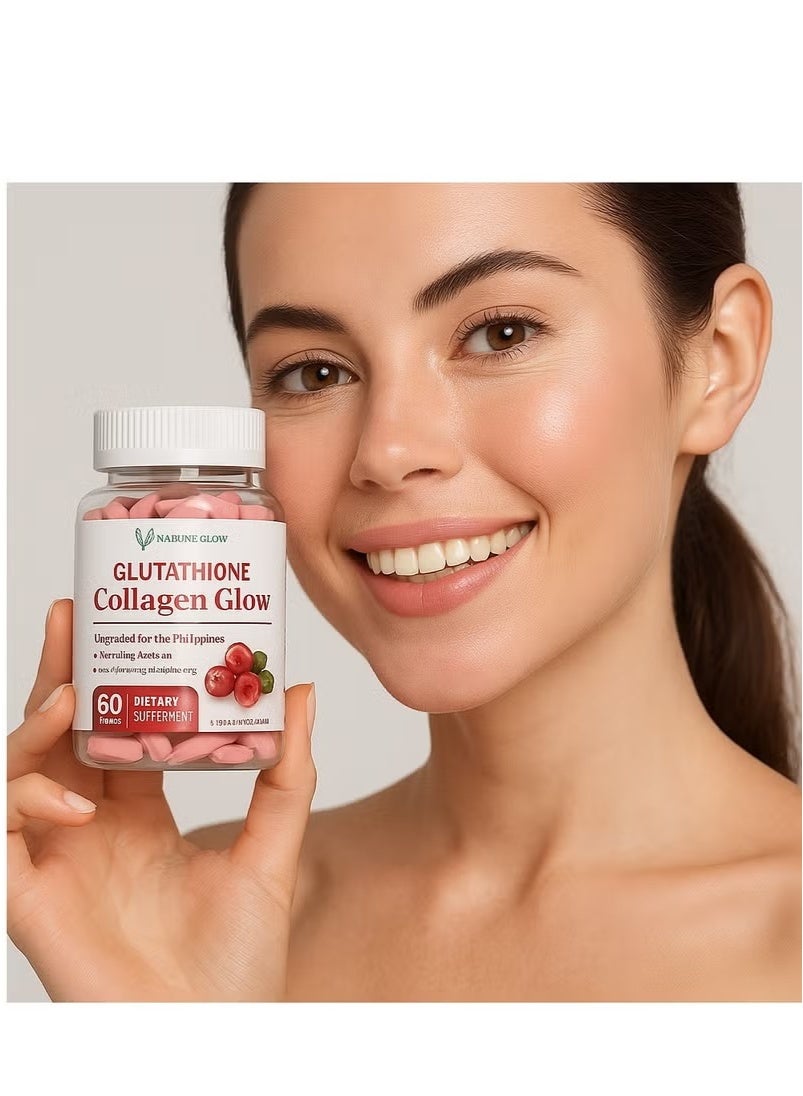 Nature Glow Collagen Glow with Glutathione | 60 Gummies | Skin Whitening, Anti-Aging, Cranberry Flavored Supplement