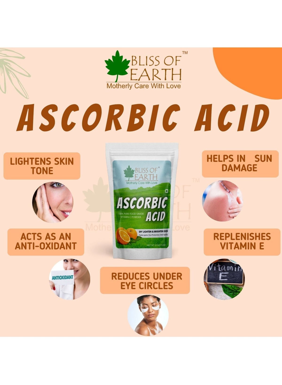 Bliss of Earth Ascorbic Acid Powder, Pure Food Grade Vitamin C Rich Powder, 113g - Image 2