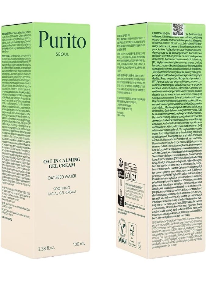 PURITO Oat-In Calming Gel Cream Lightweight Hydrating Soothing for Sensitive Ski
