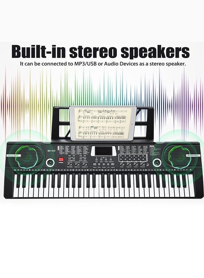 61 Key Keyboard Piano, Portable Electronic Keyboard Piano for Beginners with Speakers, Microphone, Sheet Music Stand, Digital Music Keyboard for Beginners Teen, Audio cable, sheet music, manual, keyboard stickers, power supply, music stand, microphone - Image 3