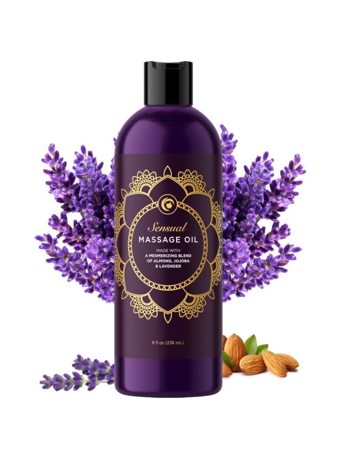 Aromatherapy Sensual Massage Oil for Couples - Relaxing Full Body Massage Oil for Date Night with Sweet Almond Oil - Vegan Lavender Massage Oil for Massage Therapy Smooth Gliding Formula (8 Fl Oz) - Image 6