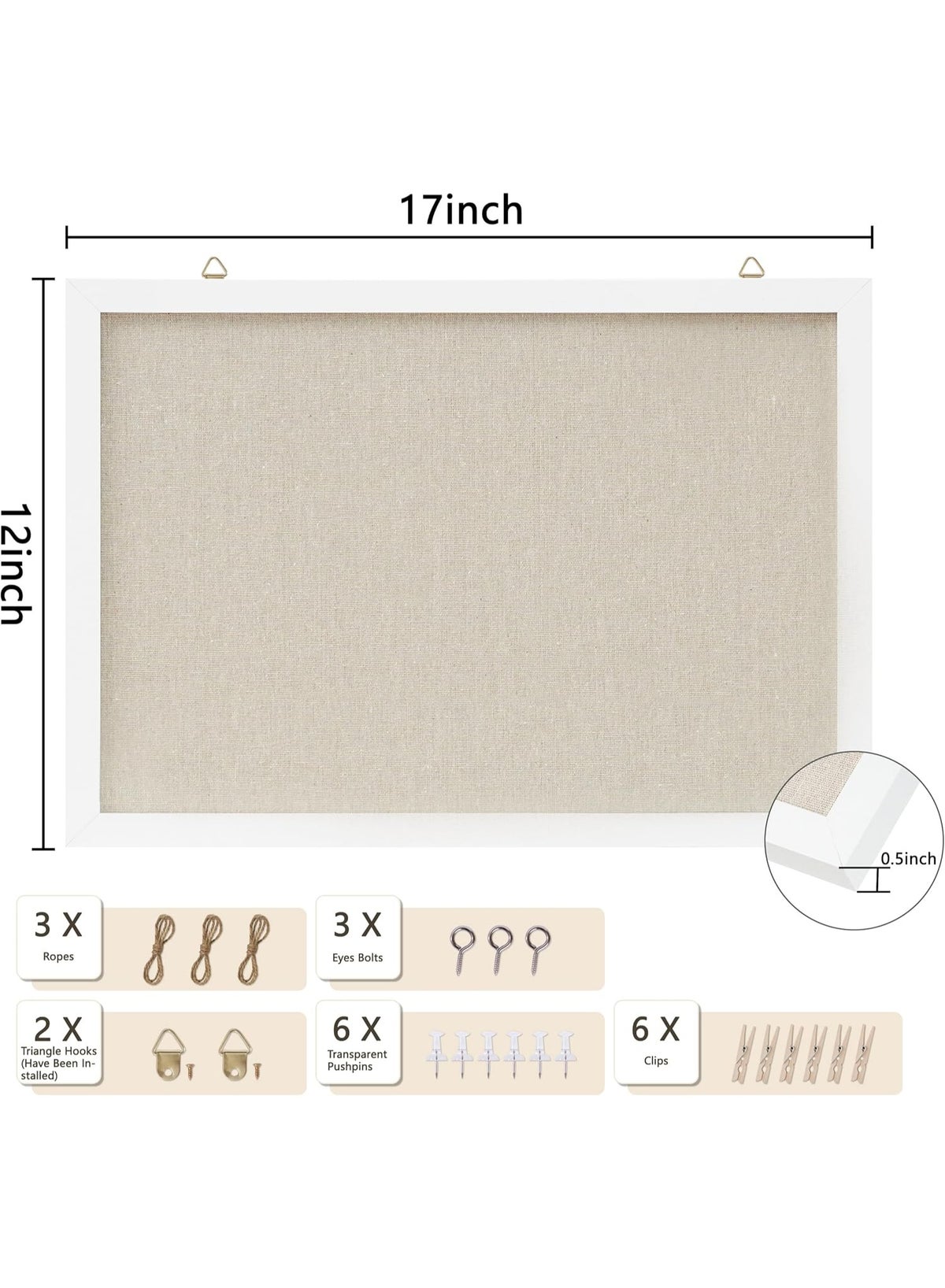 Cork Board with Linen White,Bulletin Board 30 cm x 40 cm Hanging Corkboards for Office Home School Message Board or Vision Board Decoration - Image 2