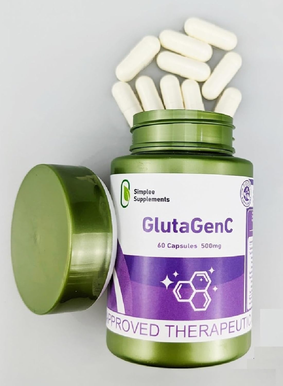 Simplee GlutaGenC Glutathione Supplement – 500mg, 60 Capsules | Skin Brightening & Antioxidant Support