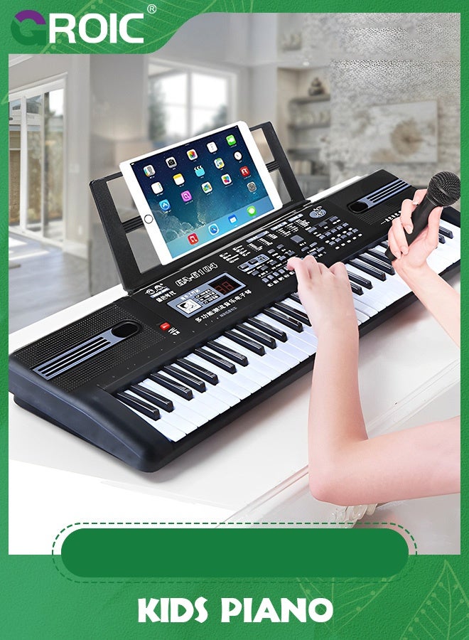 61 keys piano keyboard,Electronic Digital Piano with Built-In Speaker Microphone