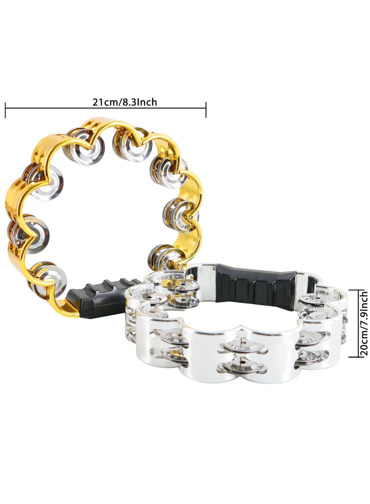 Tambourine Metal Jingles Hand Held Percussion Hand Drum Double Row Metal Jingles Hand Bell Performance Level Handheld Percussion Flower Tambourine and Egg Shakers for Kids Adults KTV Party - Image 5