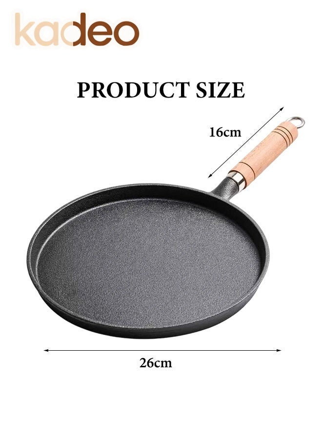 Iron Frying Pan, Nonstick, Anti-scald Handle, Crepe Pan, Use on Induction, Stove