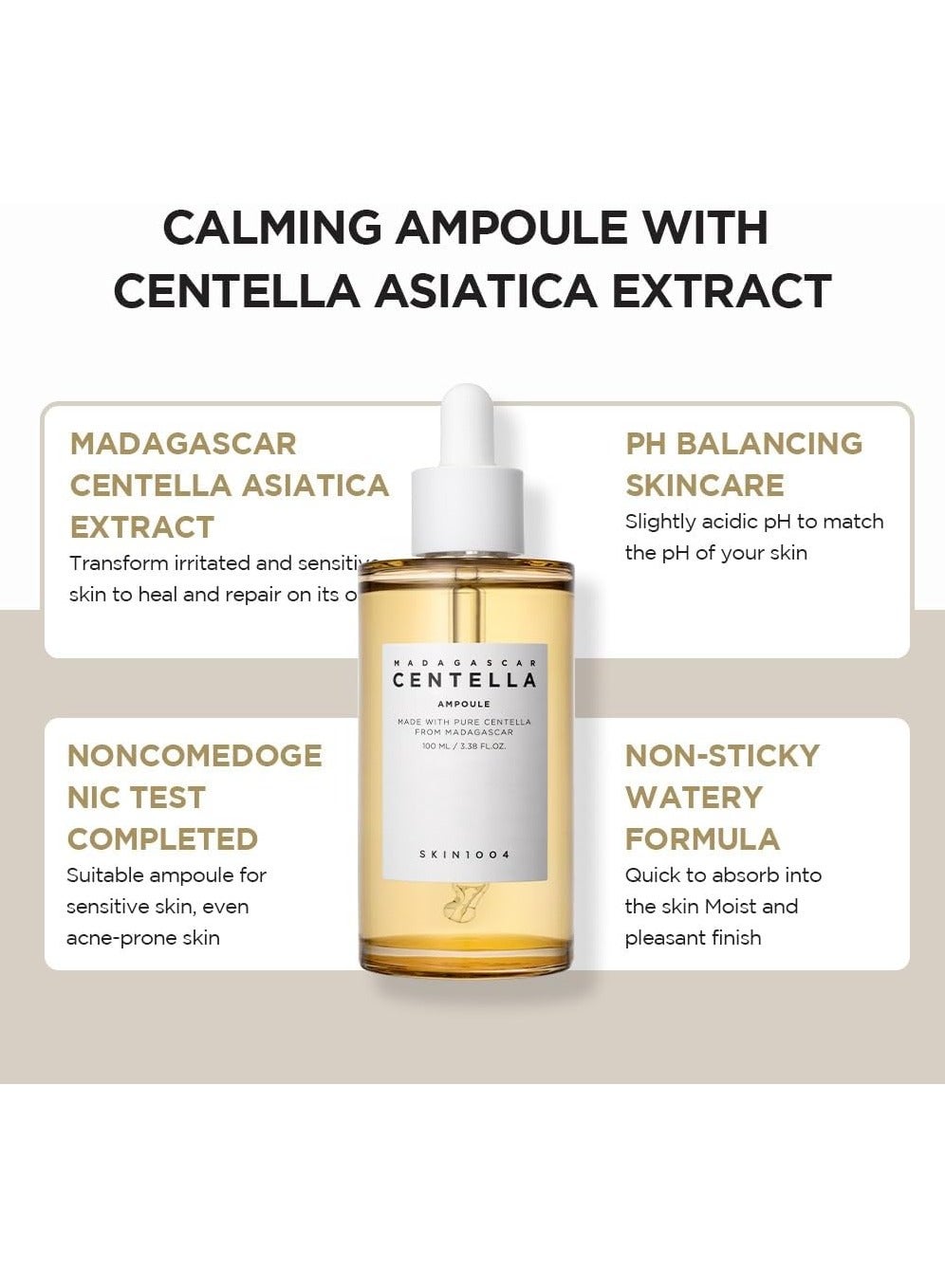 Madagascar Centella Asiatica Ampoule Facial Serum 100% Centella Asiatica Extract