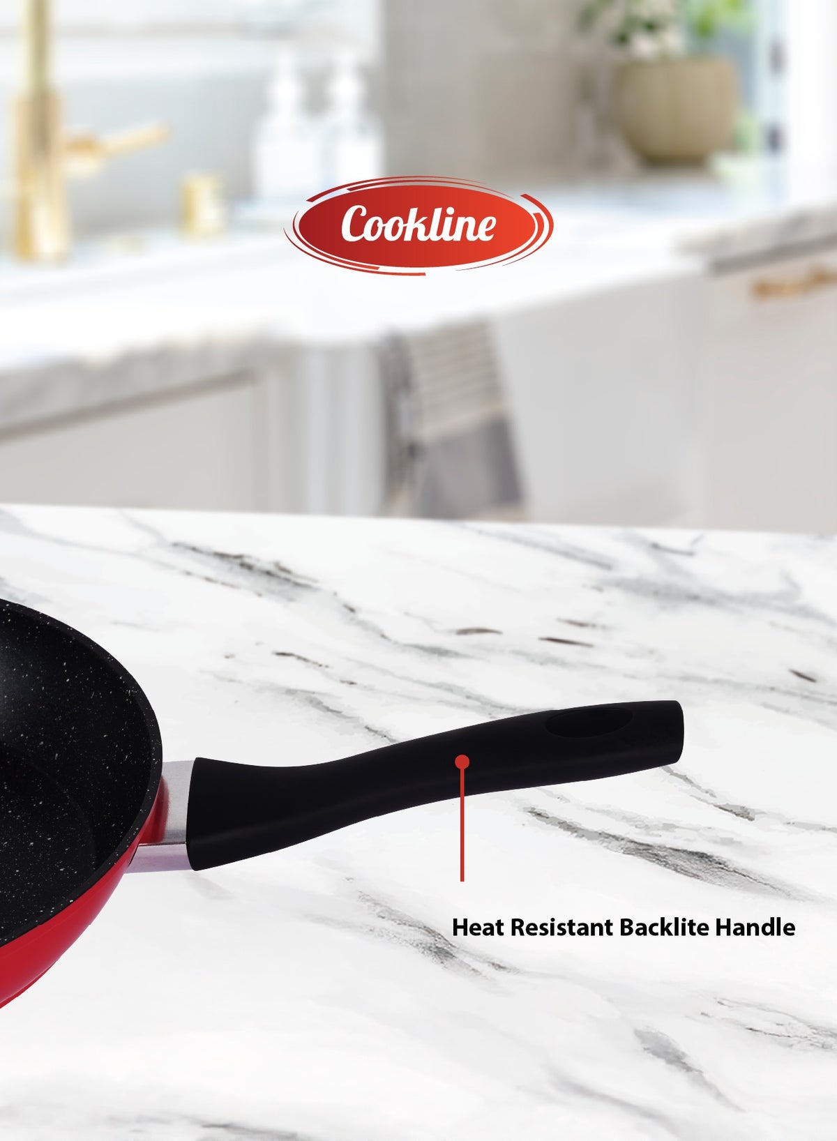 Forged Aluminum Nonstick Fry Pan with Induction Bottom – 24cm, Black with White Dots Interior & Red Shiny Exterior - Image 6