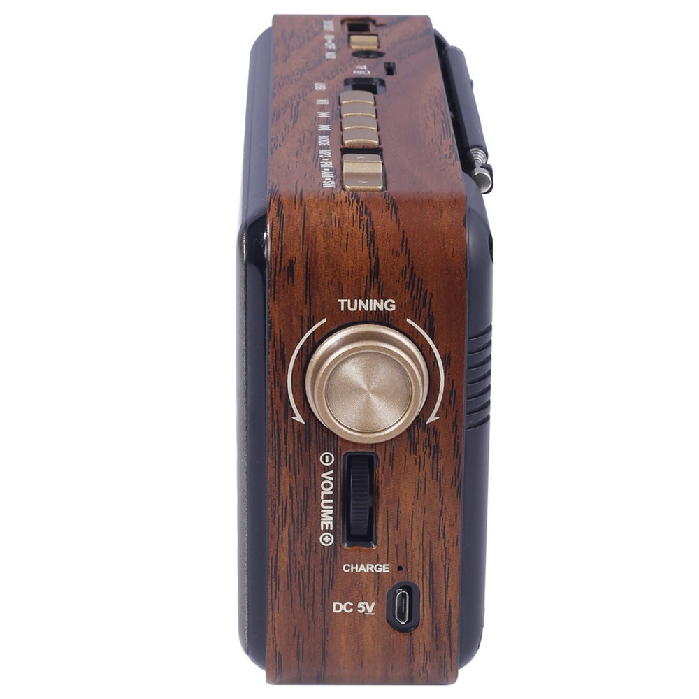 Clikon Classic Retro Bluetooth FM Radio - Portable, Vintage Wooden Finish, USB, TF Card, AUX, 1200 mAh Battery, 4H Playtime - CK837 - Image 4