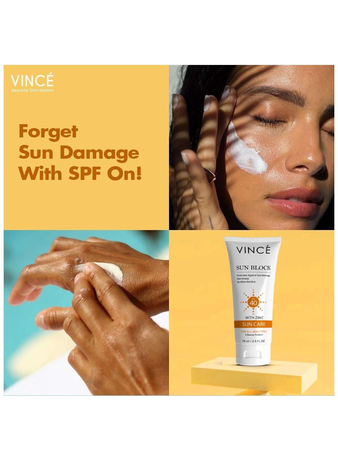 Sunblock SPF 40 – Broad-Spectrum Protection against Sun’s Harmful UVA/UVB Rays, Pollution & Infrared – Hydrates, Soothes & Prevents Premature Aging – Lightweight, No White Cast, 75ml - Image 2
