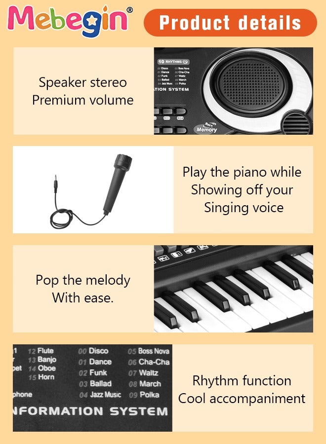 61 Keyboard Multifunction Electronic Piano Toy with Microphone Portable Record Function Musical Instrument Toy Include 6 Demos 8 Sounds Educational Learning Toy for Boys Girls Birthday Gifts - Image 4