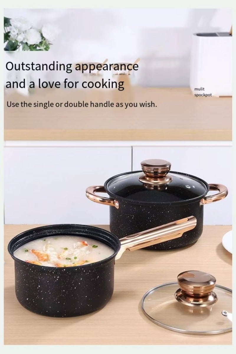 Nonstick Cookware Set 8-Piece, Non Stick Pots and Pans Set with Swiss Granite Co