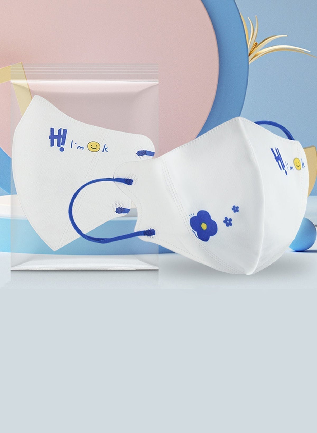 20 Pcs 3D Disposable Face Mask for kids,3 Layer Protective White Face Mask with