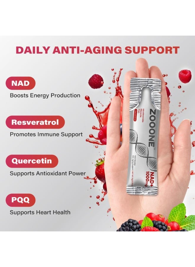 ZOOONE NAD+ 1000mg Drink Mix – Berry Flavor | Skin Aging Support, Energy & Focus – 30 Pack - Image 5
