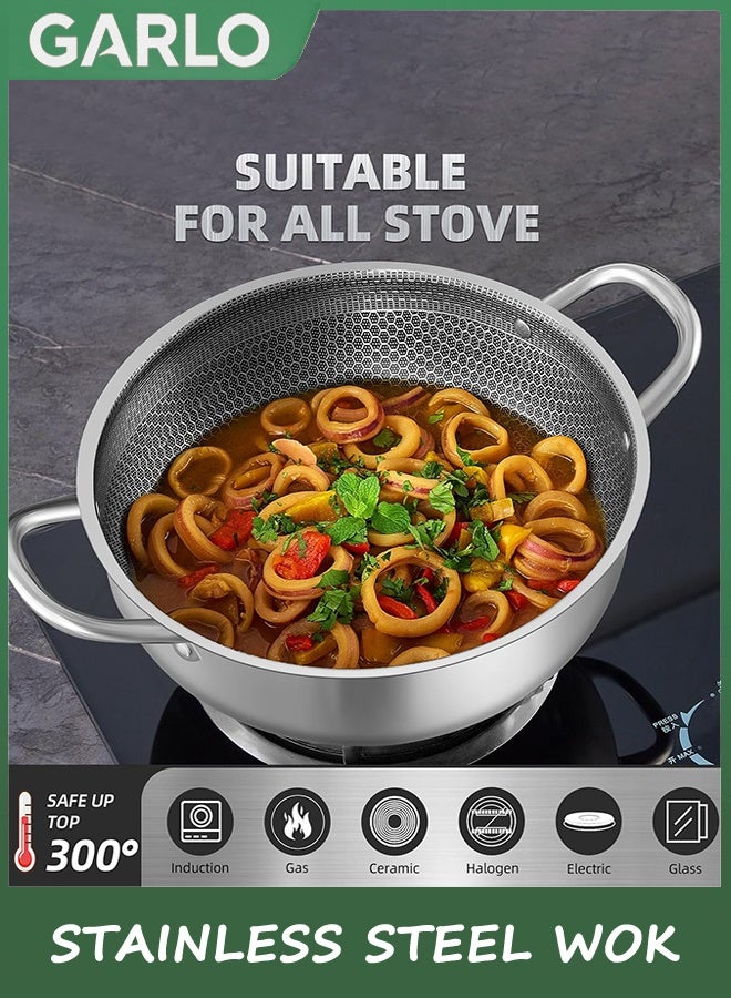 Stainless Steel Saute Pan, Cookware with Lid, 30CM Deep Frying Pan, Nonstick Cooking Pot with Handles, Large Kadai Skillet, Wok Pan Compatible with All Cooktops, Dishwasher Safe - Image 5