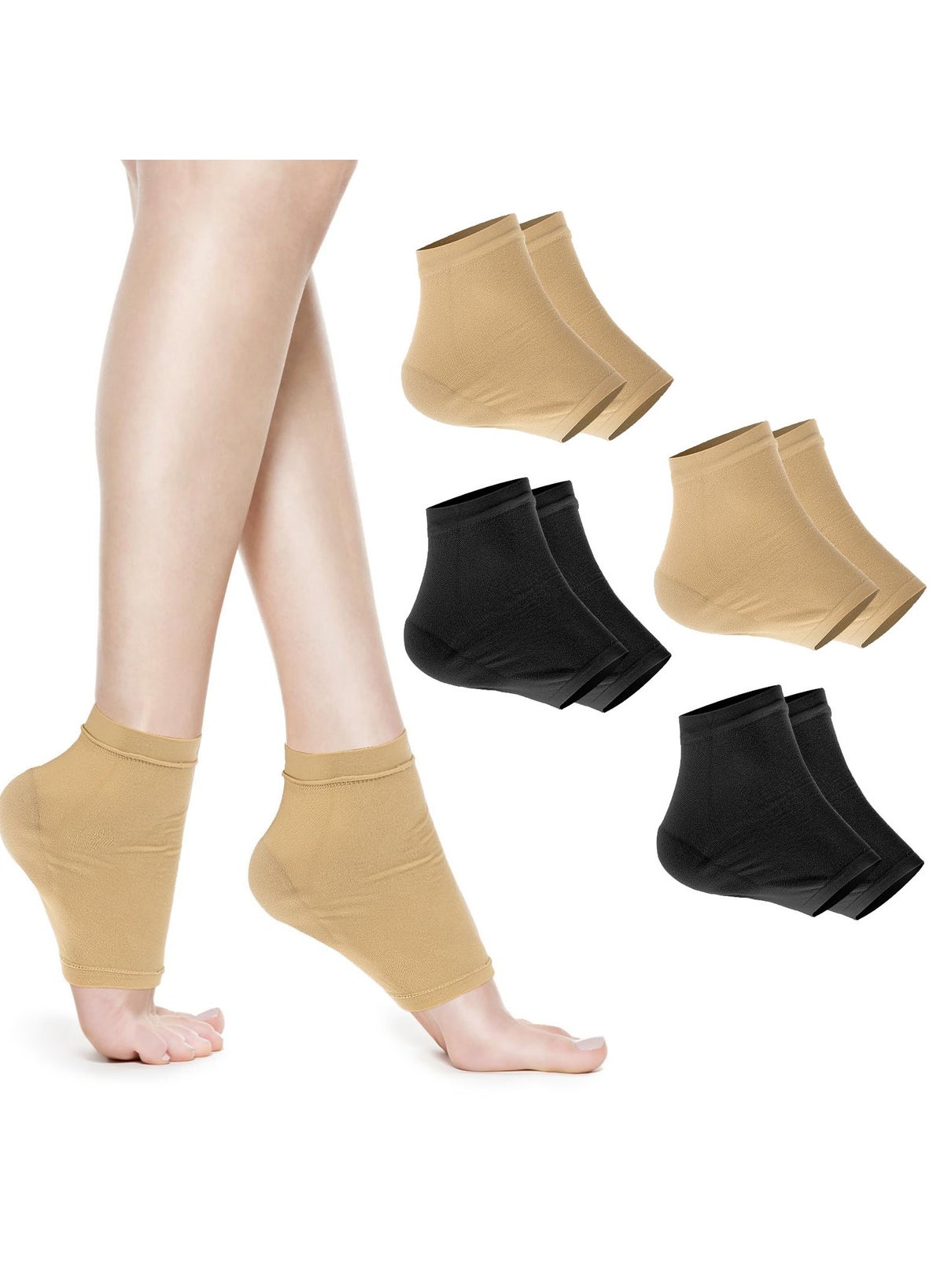 4 pairs moisturizing heel socks for dry cracked heels, cracked heel treatment repair socks