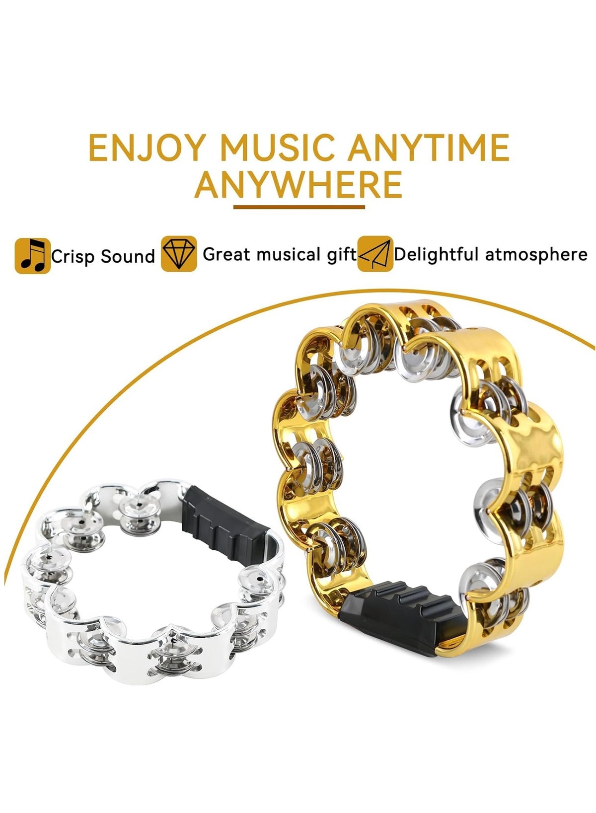 Tambourine Metal Jingles Hand Held Percussion Hand Drum Double Row Metal Jingles Hand Bell Performance Level Handheld Percussion Flower Tambourine and Egg Shakers for Kids Adults KTV Party - Image 4