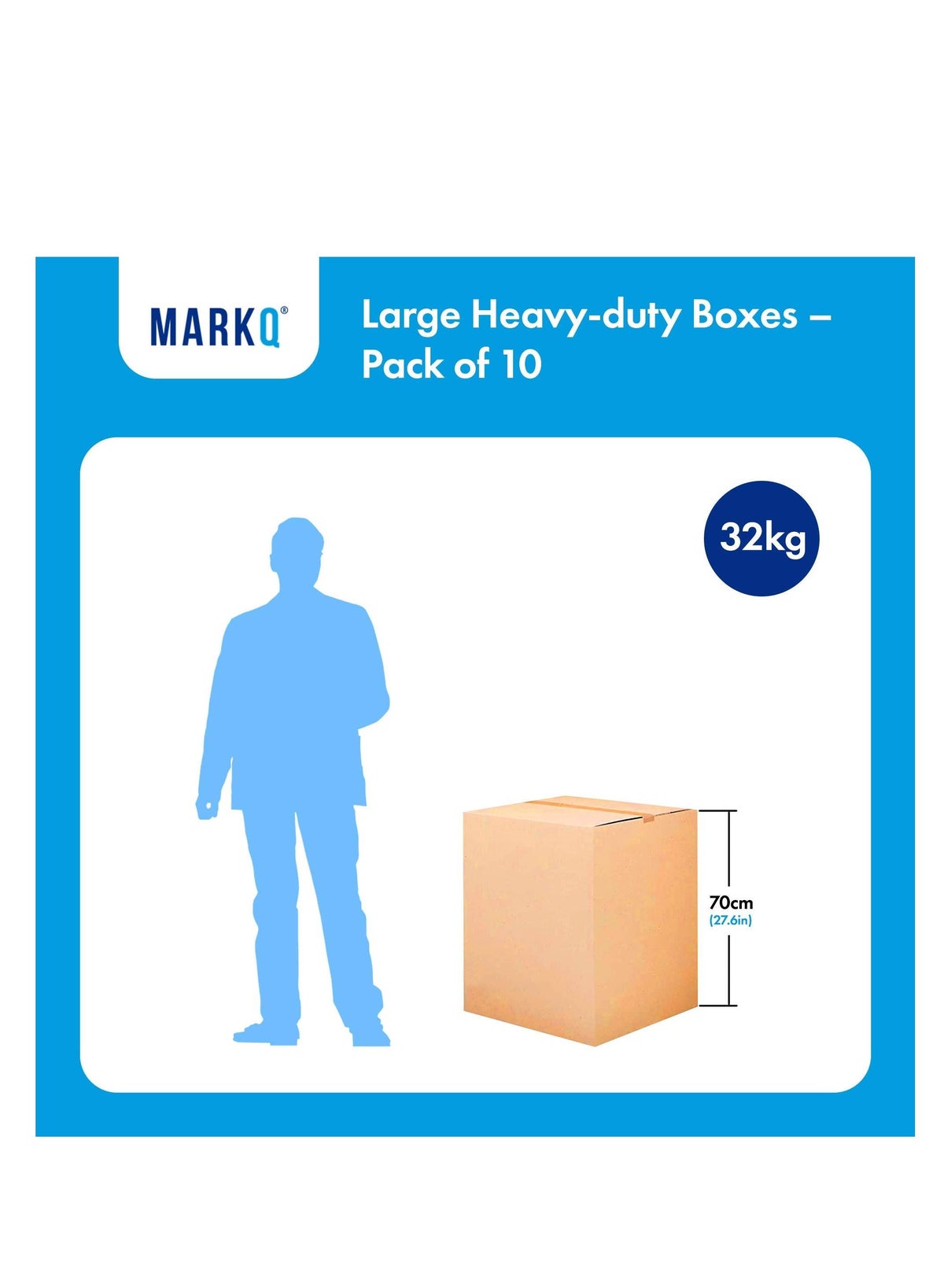 10 Pack Large Double Wall 100 Percent Recyclable Corrugated Cardboard Moving Boxes with 32 KG Capacity 45 x 45 x 70 cm Brown Carton for Packaging Shipping and Storage 5 ply - Image 4