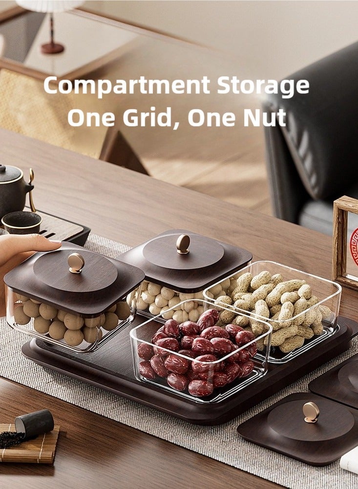 Wood grain fruit plate, nuts container dried fruit nut candy plate Candy Nuts Cookies Chips Party - Image 6