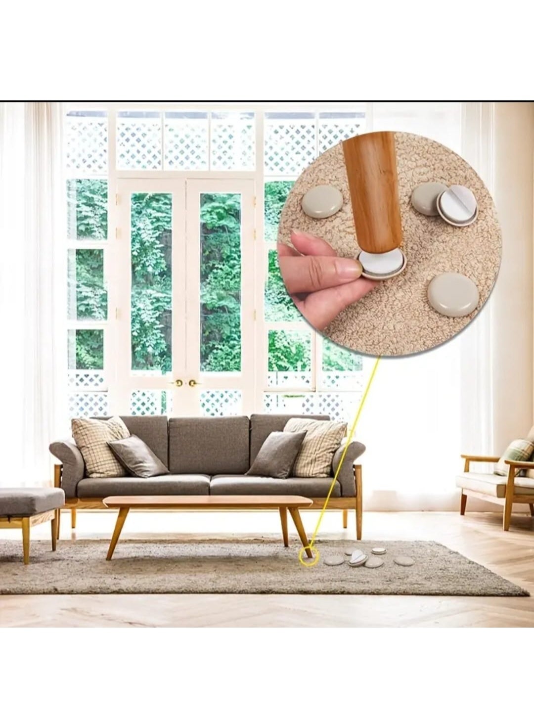 20 Pcs Self-Adhesive Carpet Furniture Glides, Round Chair Leg Sliders with Easy Move Protective Covers for Home Furniture - Image 3