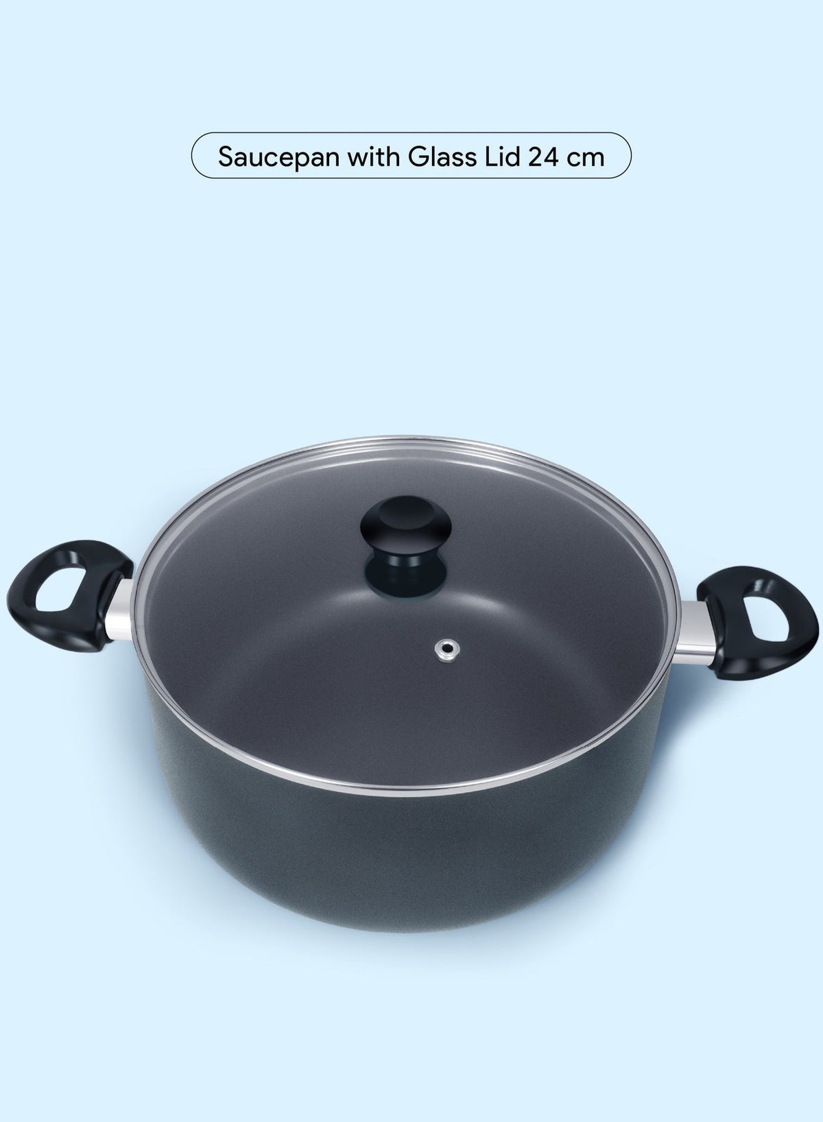8 Pcs Nonstick Cookware Set with 10X Tougher Coating, Quick Heat Distribution, Hot Plate, Halogen, Gas, Electric, Ceramic, Induction Compatible – Includes 24cm Saucepan with Glass Lid, 24cm Frypan, 26cm Tawa Pan, 18cm Milk Pan, and 2 Nylon Turners - NCS8GA - Image 6