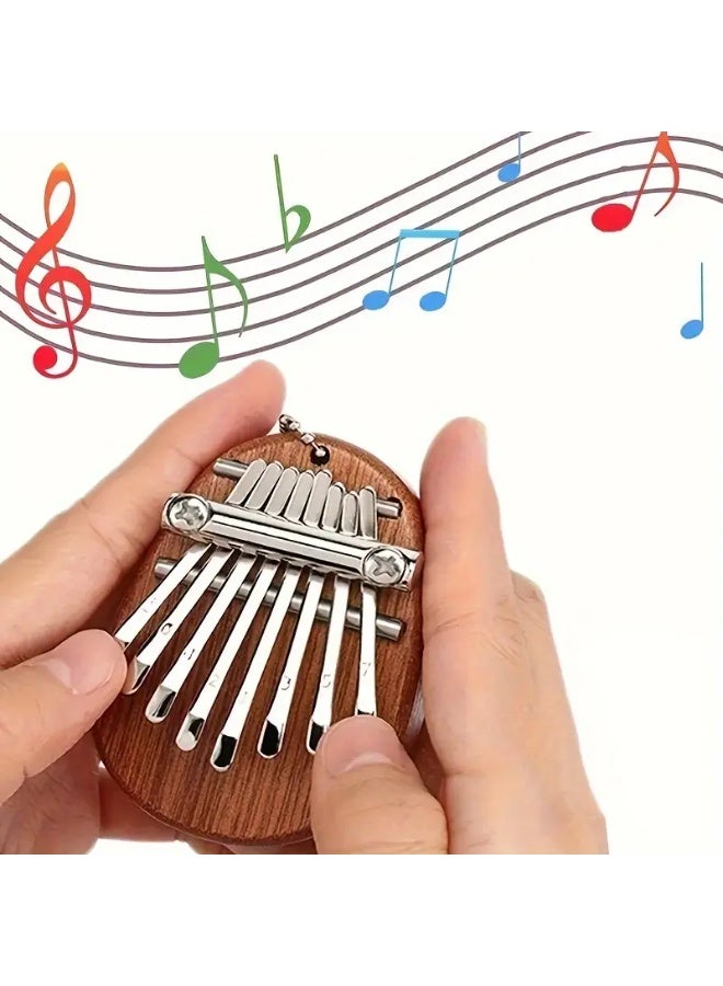 Mini Thumb Piano 8 Keys Wooden Finger Piano With Lanyard, Musical Instrument, Gi