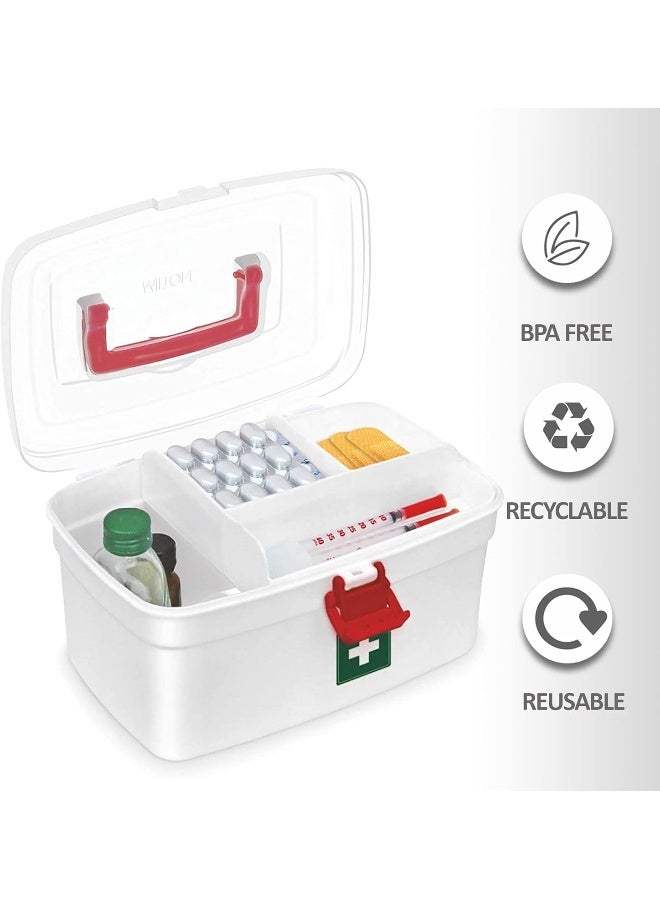 Milton Medical Box – First Aid Kit Storage Organizer with Handle, Detachable Tray & Locking Lid, Empty Medicine Box for Home, Travel, Car & Dorms, 9.3 x 6.5 x 5.7 Inch - Image 3