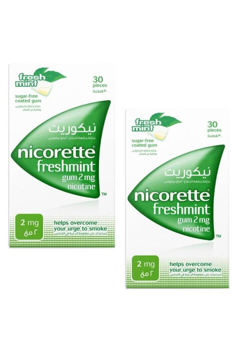 Freshmint Sugar Free Coated Gum 2 Mg Nicotine, 30 Pieces, 2 Packs