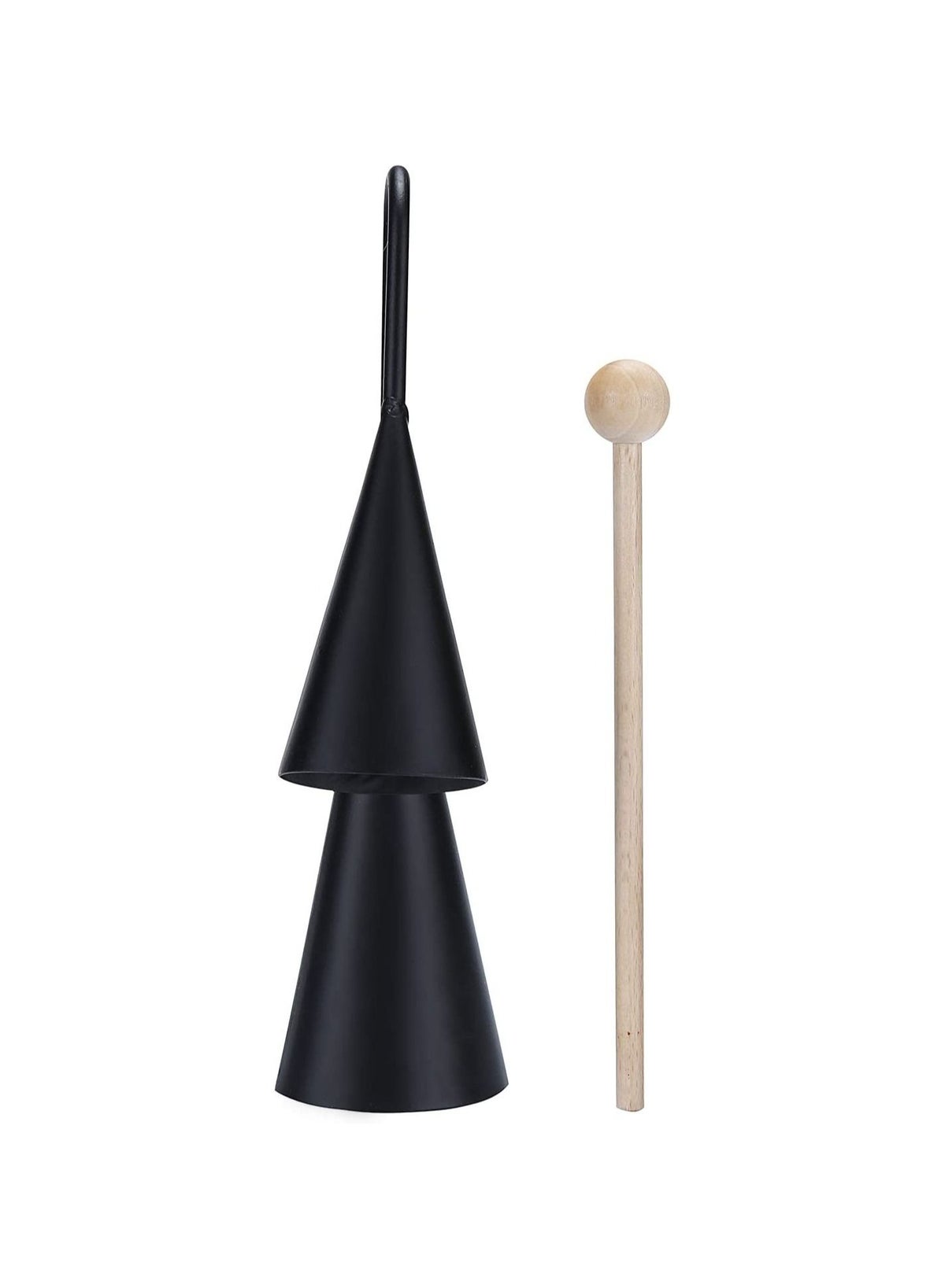 Agogo Bell, Two Tone, Traditional Handheld Latin Percussion Instrument with Wooden Stick - Image 2