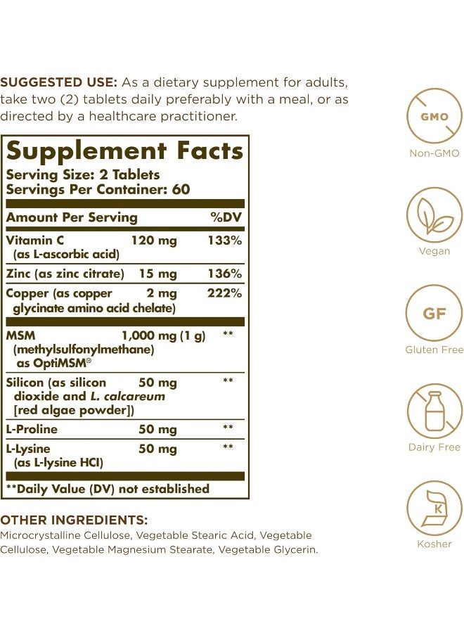 Skin, Nails and Hair Advanced MSM Formula 120 Tablets - Image 2