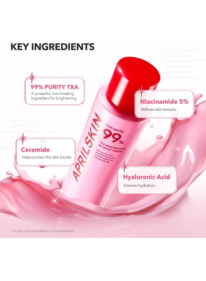 April Skin TXA Niacinamide 99 Pink Milky Brightening Cream Toner Even Skin Tone 150ml - Image 4
