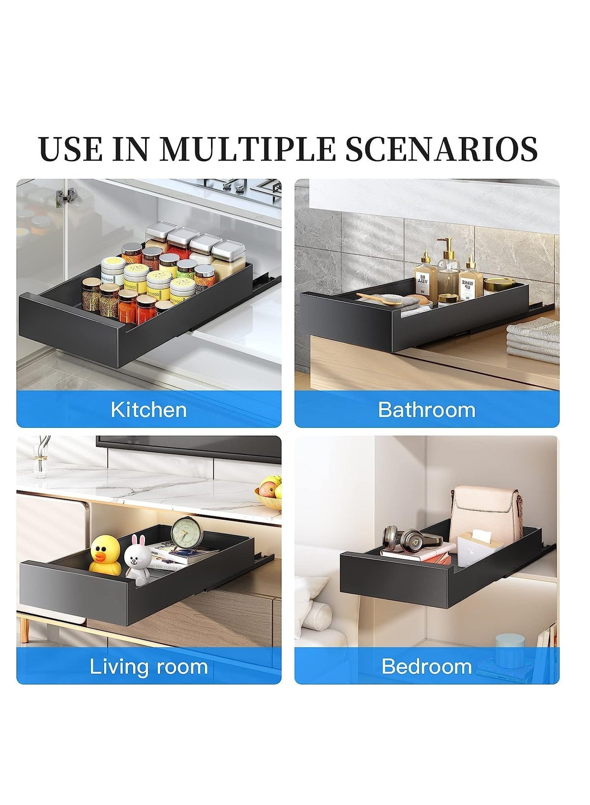 Pull out Cabinet Organizer, 21"Deep,Slide out Drawers for Kitchen Cabinets, Pull