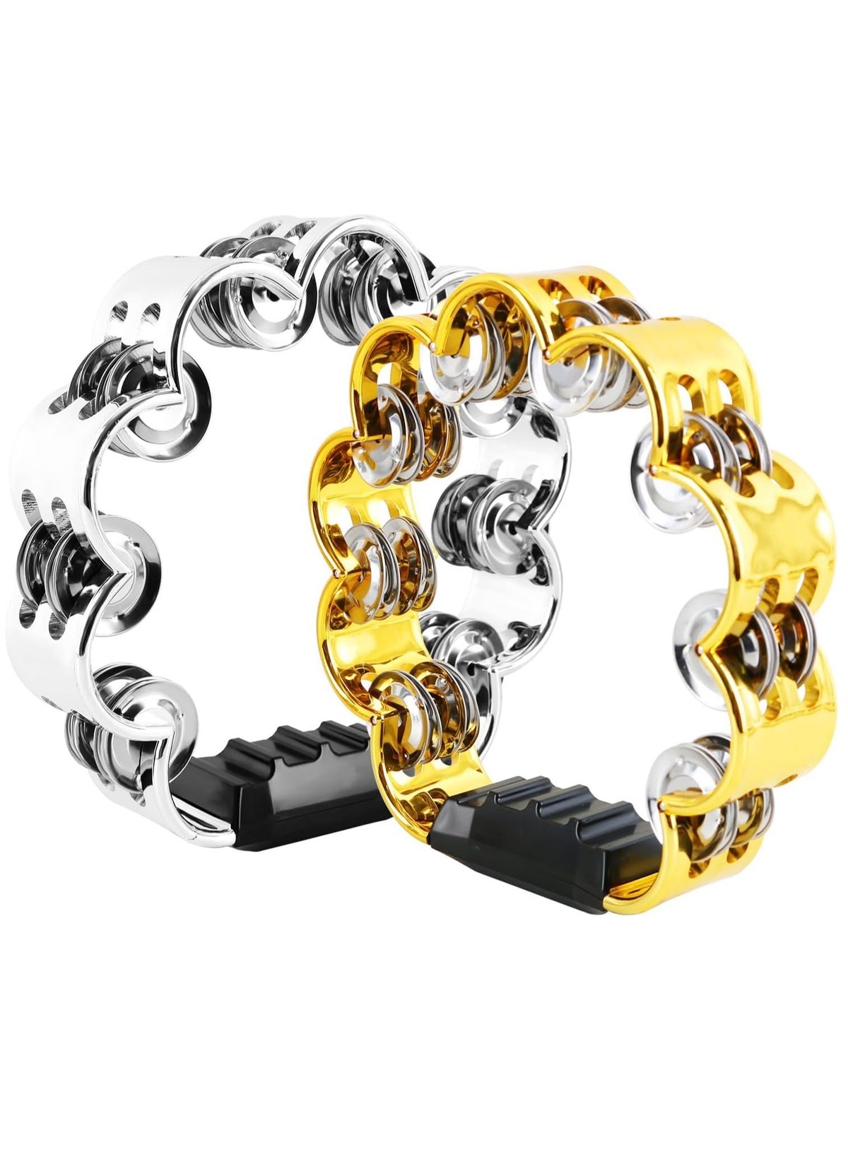 Tambourine Metal Jingles Hand Held Percussion Hand Drum Double Row Metal Jingles Hand Bell Performance Level Handheld Percussion Flower Tambourine and Egg Shakers for Kids Adults KTV Party