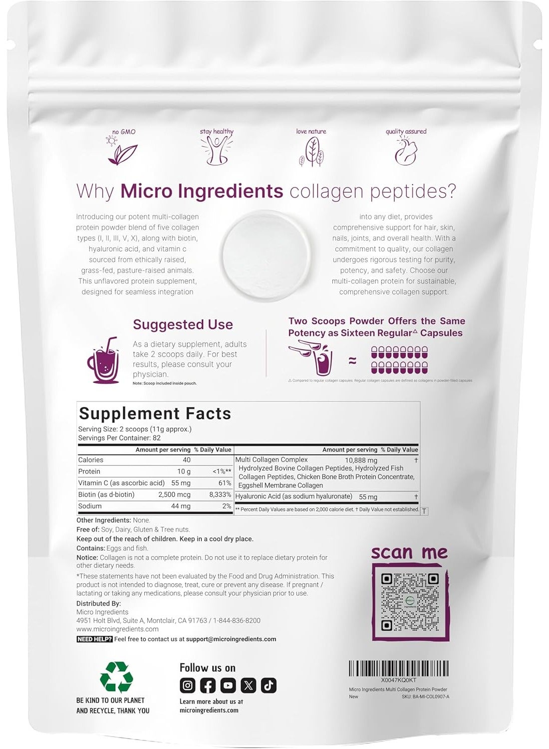Collagen Peptides, Unflavored, 2 Lb - Image 2