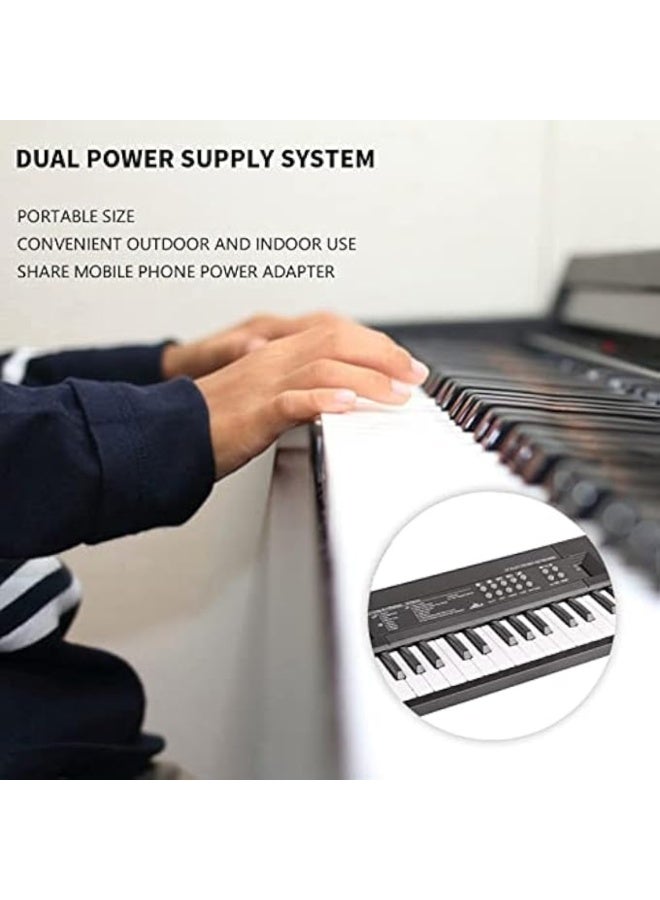 KIDS PIANO KEYBOARD, 37 KEY ELECTRIC PIANO, PORTABLE MUSIC KEYBOARD WITH MICROPHONE RECORDING, EDUCATIONAL INSTRUMENTS FOR CHILDREN, BLACK, CLASSICAL THEME - Image 2