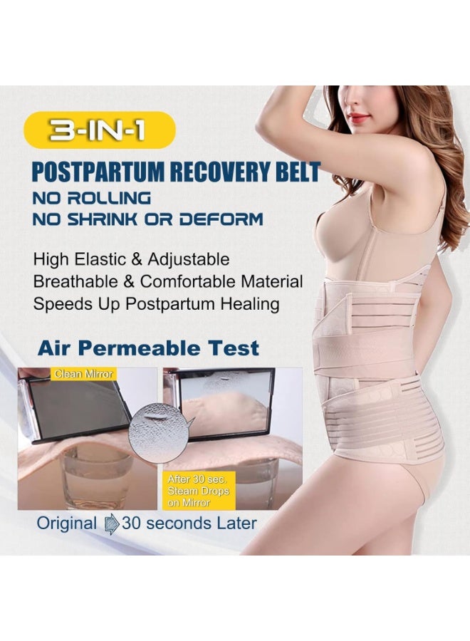 3 in 1 Postpartum Belly Band - Postpartum Belly Support Recovery Wrap, After Birth Brace, Slimming Girdles, Body Shaper Waist Shapewear, Post Surgery Pregnancy Belly Support Band (2xL, Beige) - Image 4