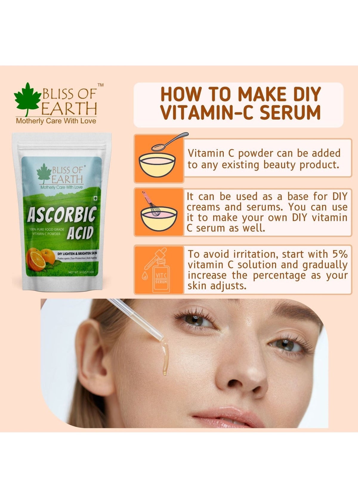 Bliss of Earth Ascorbic Acid Powder, Pure Food Grade Vitamin C Rich Powder, 113g - Image 4