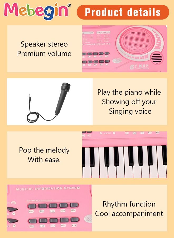 61-key Piano Keyboard Toy with Microphone, Multifunctional Electronic Piano Toy, Preschool Learning Educational Instruments Toy, Great Toddler Musical Toy, Suitable for Kids and Beginners to Practice, 54*17*5.5cm, 4 AA Batteries Required(Not Included) - Image 5