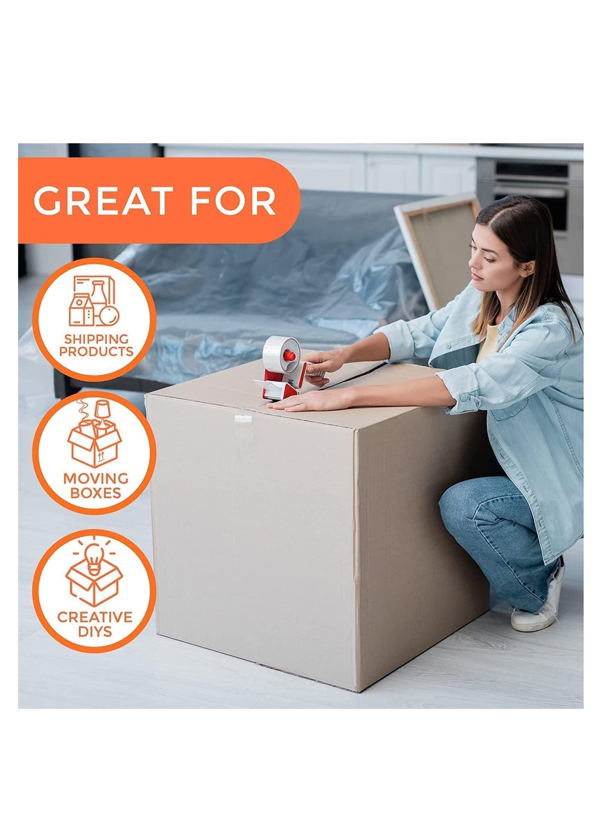 Clear Packing Tape Roll 2 Inch x 100 Yards (Pack of 6) | Heavy Duty BOPP Packaging Tape for Carton Sealing, Shipping & Moving Boxes - Image 6